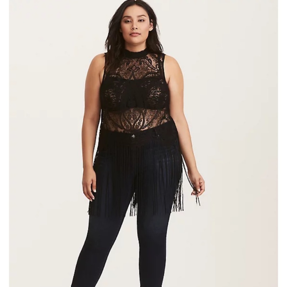 Like New Torrid Lace & Fringe Top